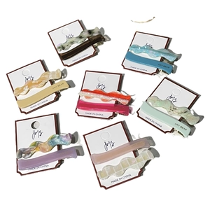 Set of colorful acetate wave and flat hair clips with gold label for girls and women