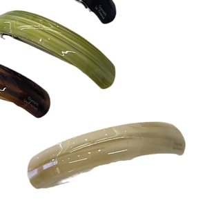 Set di quattro fermagli per capelli in acetato lucido nei colori verde nero marrone e crema