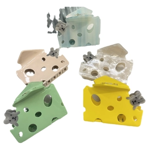 Lot de 5 pinces à cheveux en forme de fromage coloré avec figurine de souris 3D