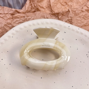 Elegant marble pattern acetate hair claw clip with gold la France print and donut design