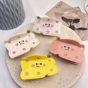 Süße Cartoon Käse Form Acetat Haarkralle Punktemuster Lächeln Gesicht Katze Dekor Für Damen Mädchen Haarschmuck