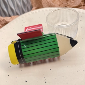 Colorful pencil-shaped hair claw clip in acetate for Y2K style daily hair styling accessory