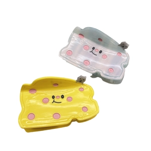 Niedliche Käse-Haarklammern aus Acetat mit Cartoon-Katze und Smiley-Gesichtsmustern