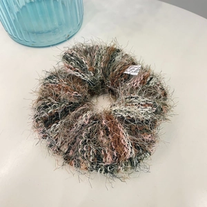Chic multi-color mohair scrunchie with fluffy texture for autumn and winter hairstyles