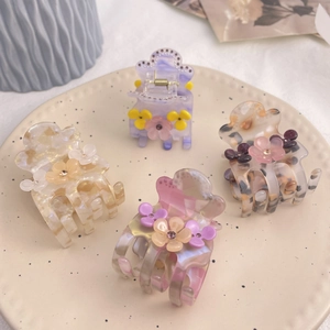 Pinze per capelli a fiori in acetato con strass per acconciature con coda di cavallo
