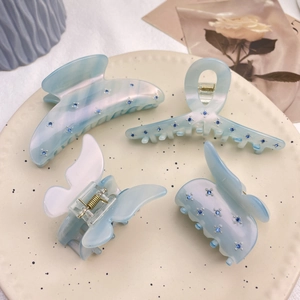 Pince à Cheveux Papillon en Acétate avec Strass Douce Irisée Pince Requin Élégant Accessoire de Coiffure pour Femmes