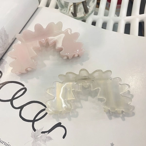 Pince à Cheveux Élégante en Acétate Fleur Grande Bord Ondulé Nacré Pince Crabe Pour Femmes Filles Accessoires de Style Coréen