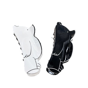 Pinces à cheveux mignonnes en acétate motif chat noir et blanc style minimaliste