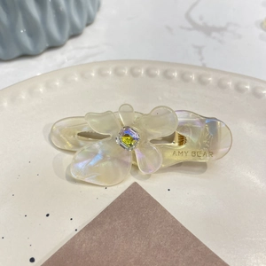 Elegante fermaglio per capelli in acetato con fiore di strass giallo per donne