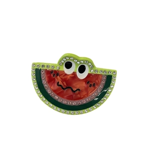 Funny cartoon watermelon hair claw clip with rhinestones and cute googly eyes