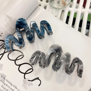 Acetate Wave Hair Clip For Women Ink Smudge Marble Pattern Large Hair Claw Simple Temperament Shark Clip Fashion Hair Accessories