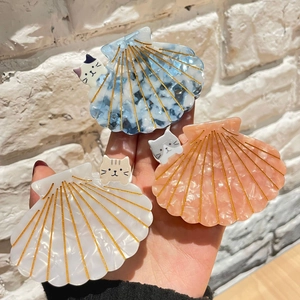 Pince à Cheveux Crabe Chat Coquillage en Acétate Douce Pince à Cheveux pour Filles Élégante Accessoire de Coiffure Bijoux Cadeaux
