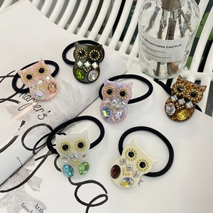 Mode Harz Eule Haargummi Für Damen Mädchen Bunte Strass Eingelegt Elastische Haarband Süße Koreanischen Stil Haarschmuck