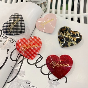 Fermaglio per Capelli a Becco d'Anatra in Acrilico a Forma di Cuore per Donna Fantasia a Quadretti Leopardo Glitter Forcina Accessori Moda
