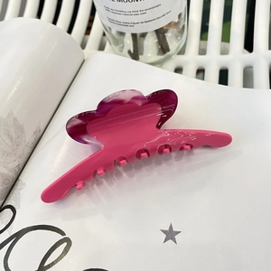 Elegante molletta per capelli grande in acetato rosa lucido con sfumature viola