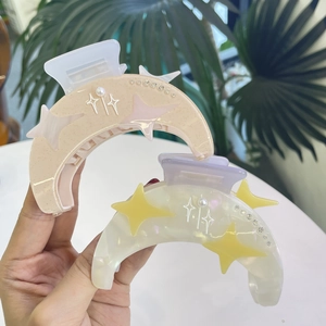 Pinza per Capelli a Mezzaluna in Acetato Dolce Stelle Perla Artificial Sintetica Strass Fermaglio per Capelli Grande Clip Squalo Y2K Accessori Capelli Donna