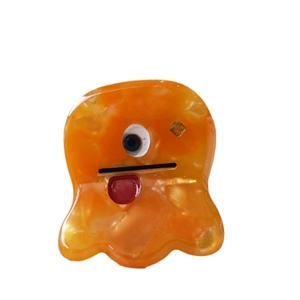Pince à cheveux monstre mignon en acétate ambré avec design de fantôme y2k