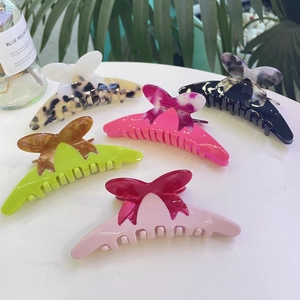 Elegant Acetate Bow Hair Claw Clip For Women Large Marble Pattern Shark Clip Sweet Fashion Hair Accessories For Daily Use