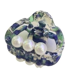 Elegant marble acetate hair claw clip with faux pearls in four colors for women