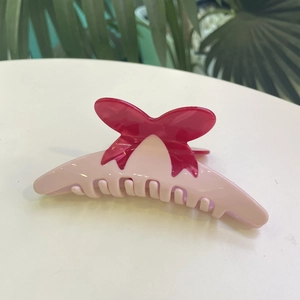Pink and magenta acetate bow hair claw clip for elegant women hairstyles
