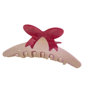Elegant acetate bow hair claw clip in sweet pink and magenta for women hairstyles