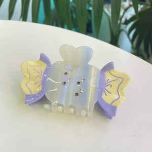 Colorful acetate shark hair claw clip with rhinestones and pearlescent candy colors