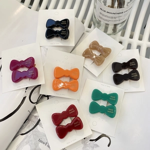 Acetate Bowknot Hair Clip Set Minimalist Jelly Solid Color Duckbill Clip Sweet Cute Side Clip For Women Hair Accessory
