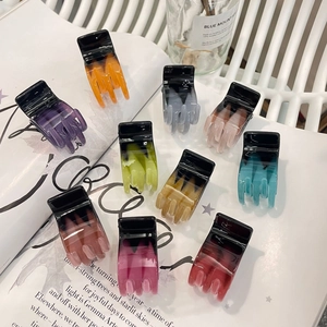 Acrylic Resin Gradient Hair Claw Clip Black Colorful Claw Design High Ponytail Holder Elegant Simple Styling Tool For Women