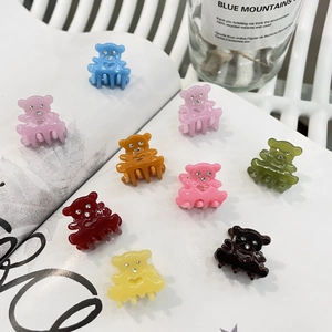 Mini Pinces à Cheveux en Acétate Ours Yeux en Strass Découpe Cœur Style Coréen Petites Barrettes pour Femmes Filles Accessoire Quotidien