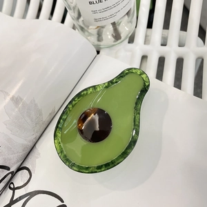Cute avocado acetate hair claw clip with a glossy translucent green finish for women
