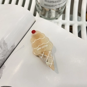 Cute acetate ice cream hair clip with Love Letter text and cherry accent for women