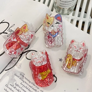 Glückskatze Acetat Haarkralle Japanischer Stil Kawaii Tier Form Haarklammer Für Damen Tägliche Dekorative Haar Accessoires