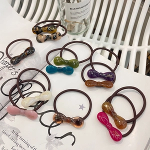 Élastiques à Cheveux Style Coréen Simple Doux Nœud Papillon Acétate de Cellulose Couleur Gelée Motif Écaille Porte-Queue de Cheval Femme Accessoires de Cheveux