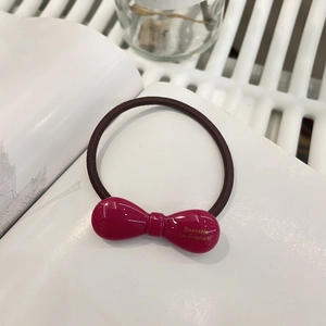 Élastique à cheveux avec nœud gelée rouge rose et bande marron haute élasticité