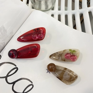 Süße Bernstein Harz Kirsche Haarklammern Unregelmäßige Marmor Entenschnabel Clips Frischer Stil Haarschmuck Mode Schmuck Damen