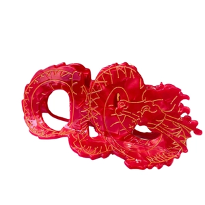 Elegant red Chinese dragon hair claw clip with golden dragon scale details for Lunar New Year