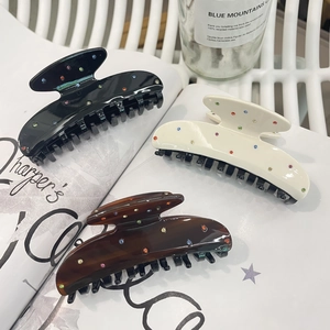 Acetate Hair Claw Clip With Colorful Rhinestone Geometric Nonslip Strong Hold Hair Clamp For Women Elegant Hair Accessory