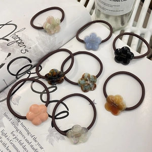 Handmade Resin Flower Hair Tie For Women Cute Korean Style Sweet Floral Scrunchie High Elasticity Hair Rope Accessories