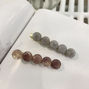 Elegant irregular marble bead hair clips in grey purple and wine red tones