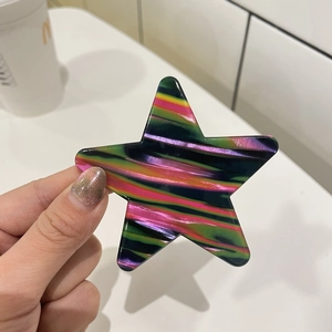 Schicker Y2K-Haarclip in Sternform mit bunten schillernden Streifen für Mädchen