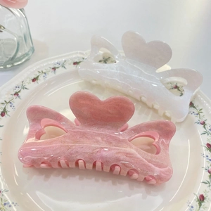 Acrylic Acetate Heart Hair Claw Clip Glitter Marble Texture Hollow Design Sweet Hair Accessories For Women Daily Wear