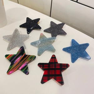 Y2K Stern Haarklammern Für Damen Mädchen Acryl Glitzer Karomuster Entenschnabel Clips Süße Sternförmige Haarnadeln Haarschmuck