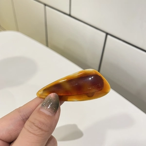 Handmade amber tortoiseshell acetate duckbill hair clip with France engraving for women