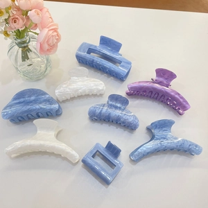 Molla per Capelli da Donna Elegante in Acrilico con Tessitura Marmorea Stile Coreano Pinza a Squalo Grande Accessorio Dolce