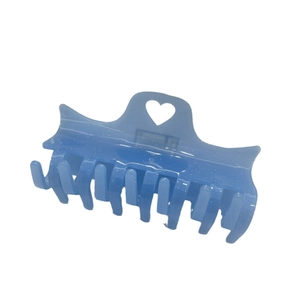 Pince à cheveux crabe bleue pailletée avec motif cœur évidé pour femmes chic