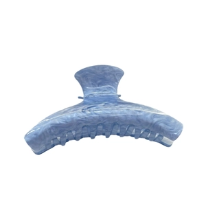Pinza per capelli in acrilico con trama marmorizzata blu per capelli folti e forma elegante