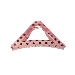 Pince à cheveux triangulaire rose à pois rouges pour accessoire de coiffure chic pour femme