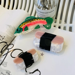 Cute Acetate Fish And Sushi Hair Claw Clips Handmade Creative Animal Rainbow Trout Food Shape Hair Accessories For Women