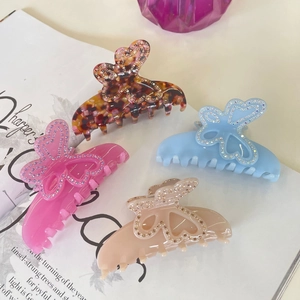 Élégante Pince à Cheveux Papillon en Acétate Avec Strass Pince Requin Brillante Mode Trajet Coiffure Quotidienne pour Femmes Accessoires de Cheveux