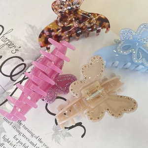 Pinces à cheveux papillon élégantes en acétate avec strass en quatre couleurs